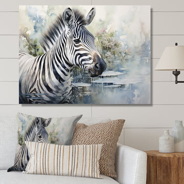 Zebra Watercolor Elegance This - White Zebra Wall Art